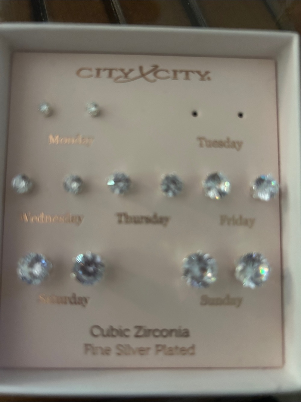 Cubic Zirconia Silver-Plated Stud Earring Set - Clear missing one pair